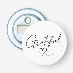 Grateful Heart Your Name Minimal Ink Script Bottle Opener