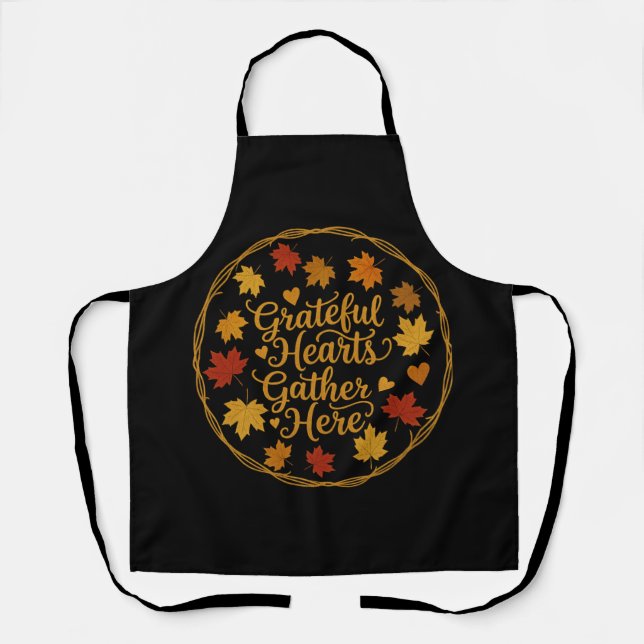 Grateful Hearts Gather Here Apron (Front)