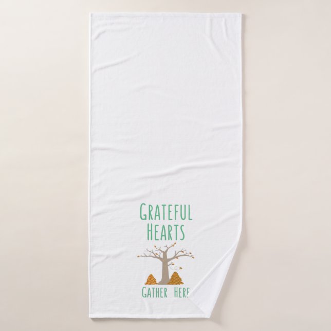 Grateful Hearts Gather Here - Grateful Expression Bath Towel Set (Bath Towel)