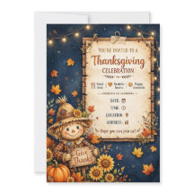 Grateful Hearts & Thankful invitation  Card 