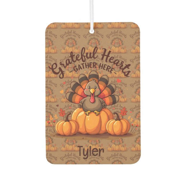 Grateful Hearts Thanksgiving Turkey Car Air Freshener (Front)