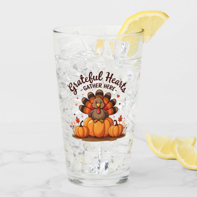 Grateful Hearts Thanksgiving Turkey Glass (Back Ice)