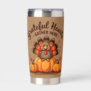 Grateful Hearts Thanksgiving Turkey Insulated Tumbler