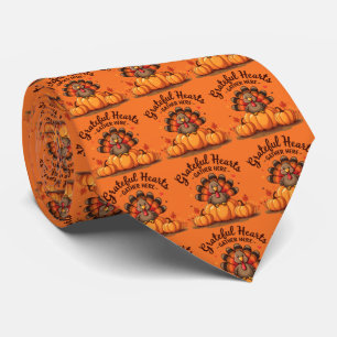 Grateful Hearts Thanksgiving Turkey Orange Tie