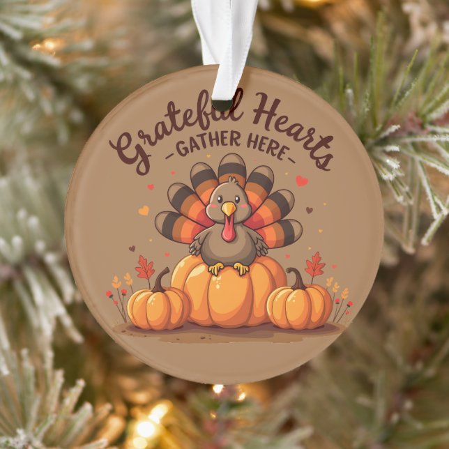 Grateful Hearts Thanksgiving Turkey Ornament (Tree)