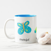 Grateful I Thankful I Blessed - Blue Green Mug