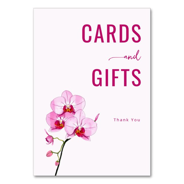 Grateful Magenta Floral Orchid Table Number (Front)