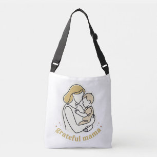 Grateful Mama Minimalist Line Art Mother and Baby Crossbody Bag