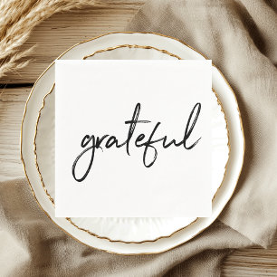 Grateful Minimalist Script Thanksgiving Napkin