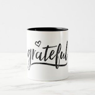 Grateful Minimalistic Custom Background Colour Two-Tone Coffee Mug