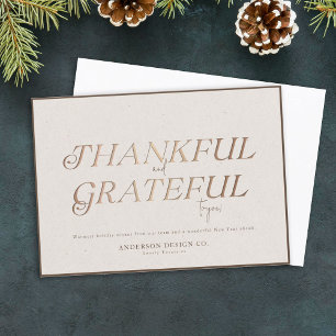 Grateful Modern Elegant Typography Chic Business Holiday Card