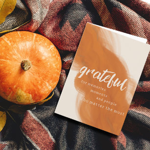 Grateful Modern Elegant Watercolor Thanksgiving  Holiday Card