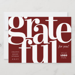 Grateful Modern Red Business Holiday Card