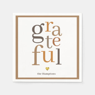 Grateful Modern Typography Thanksgiving  Napkin