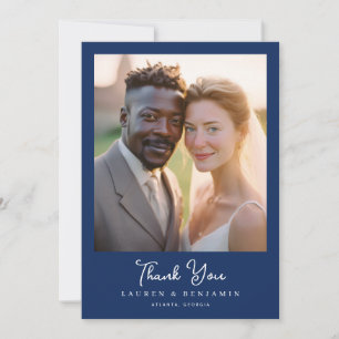 Grateful Navy Intimate Photo Thank You Card