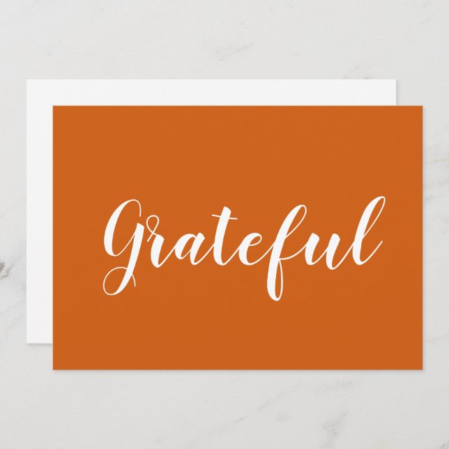 Grateful orange calligraphy thanksgiving card (Front/Back)