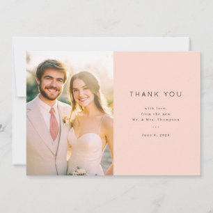 Grateful Peach Minimalist Photo Thank You Card