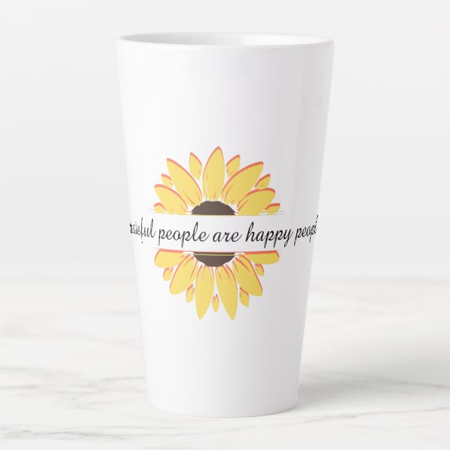 Grateful people are happy people Personalise Latte Mug (Front)