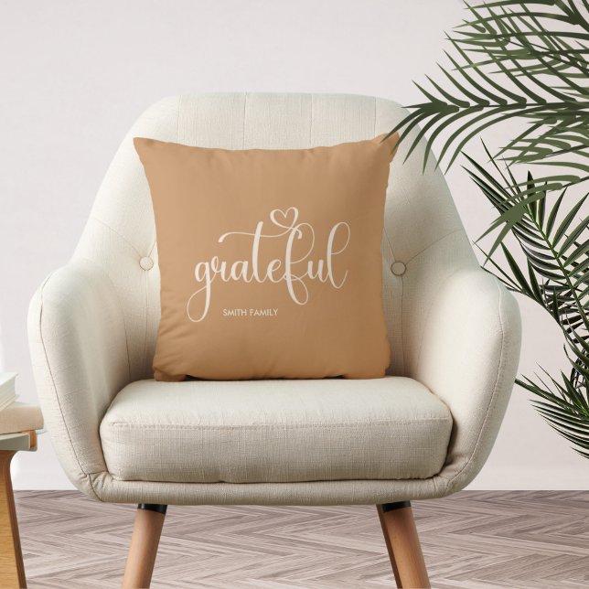 Grateful Personalised Orange Fall Autumn Cushion (Creator Uploaded)