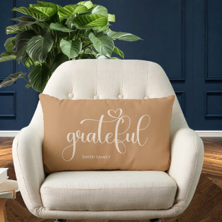 Grateful Personalised Orange Fall Autumn Lumbar Cushion
