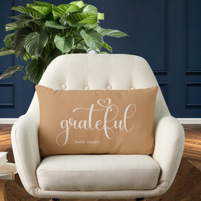 Grateful Personalised Orange Fall Autumn Lumbar Cushion (Creator Uploaded)