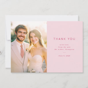 Grateful Pink Minimalist Photo Thank You Card