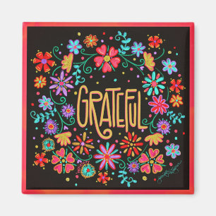 Grateful Pretty Fun Floral Modern Inspirivity Magnet