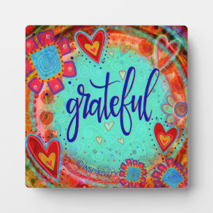 Grateful Pretty Inspirational Whimsical Easel Plaque
