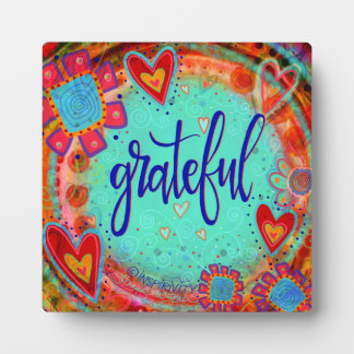 Grateful Pretty Inspirational Whimsical Easel Plaque