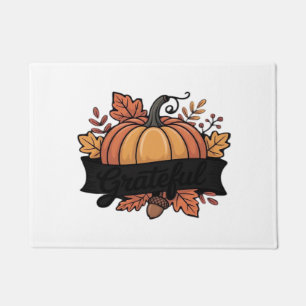 Grateful Pumpkin Autumn Leaves Design Classic T-Sh Doormat