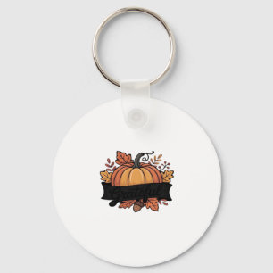 Grateful Pumpkin Autumn Leaves Design Classic T-Sh Key Ring