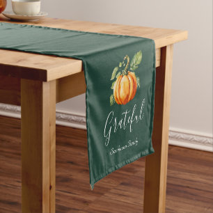 Grateful Pumpkin Personalised Thanksgiving Short Table Runner