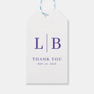 Grateful Purple Serif Wedding Favour Tag