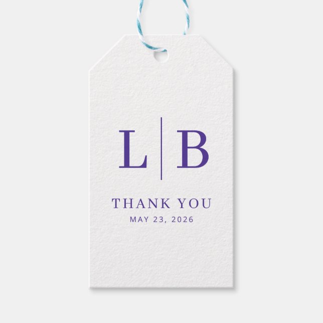 Grateful Purple Serif Wedding Favour Tag (Front)
