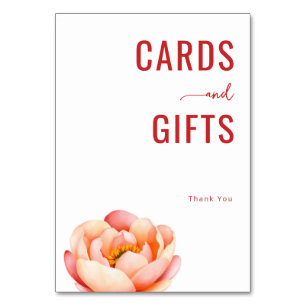 Grateful Red Floral Minimalist Table Number