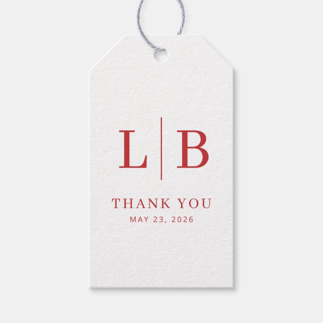 Grateful Red Serif Wedding Favor Tag (Front)