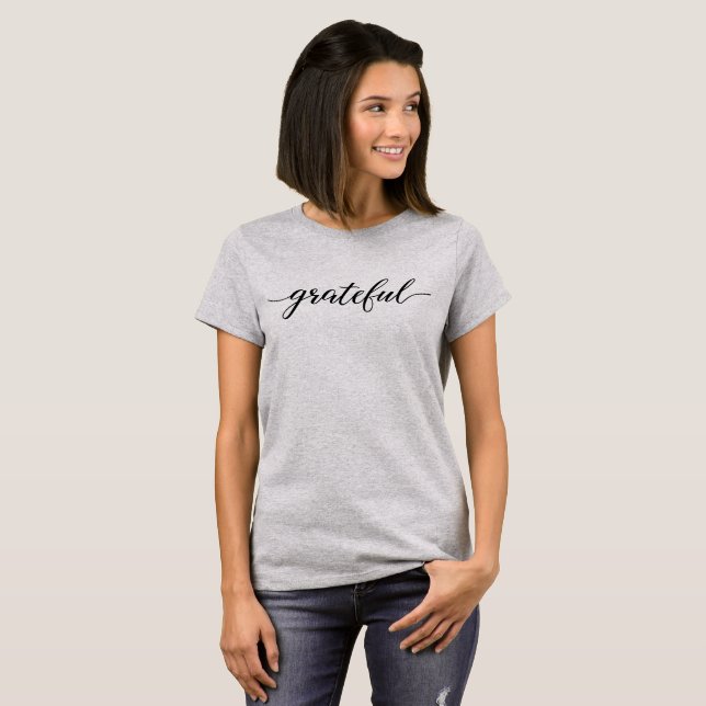 Grateful Script, Black type T-Shirt (Front Full)