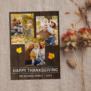 Grateful   Simple happy thanksgiving Family photo Holiday Card