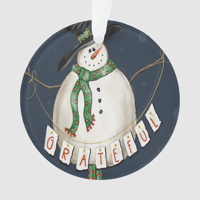 Grateful Snowman Ornament (Front)