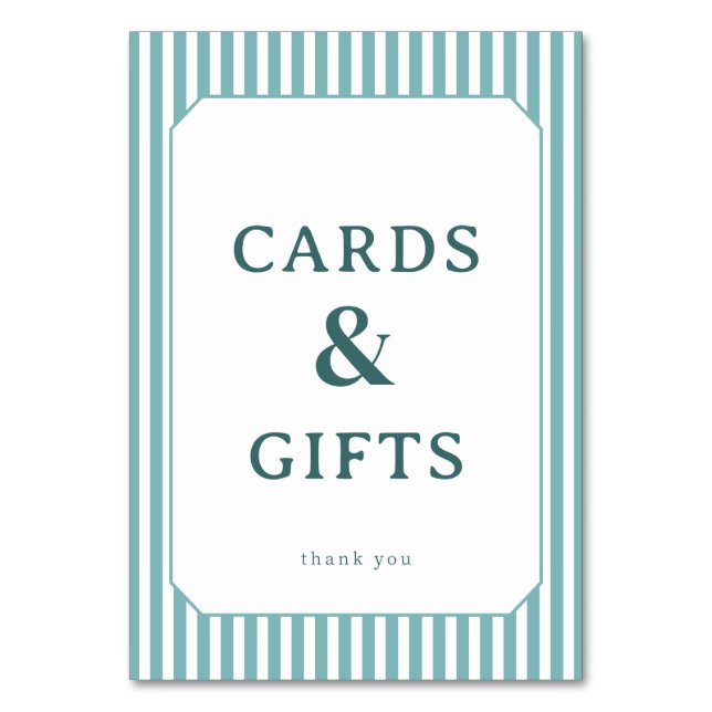Grateful Teal Minimalist Cards & Gifts Sign (Front)