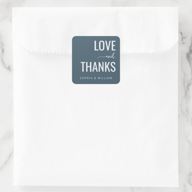 Grateful Teal Typographic Square Sticker (Bag)