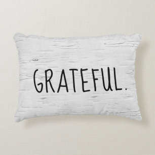 GRATEFUL Text On Birch Tree Accent Pillow