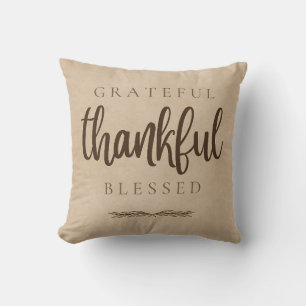 Grateful Thankful Blessed Brown Cushion