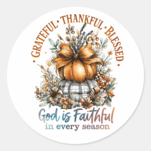 Grateful Thankful Blessed Classic Round Sticker