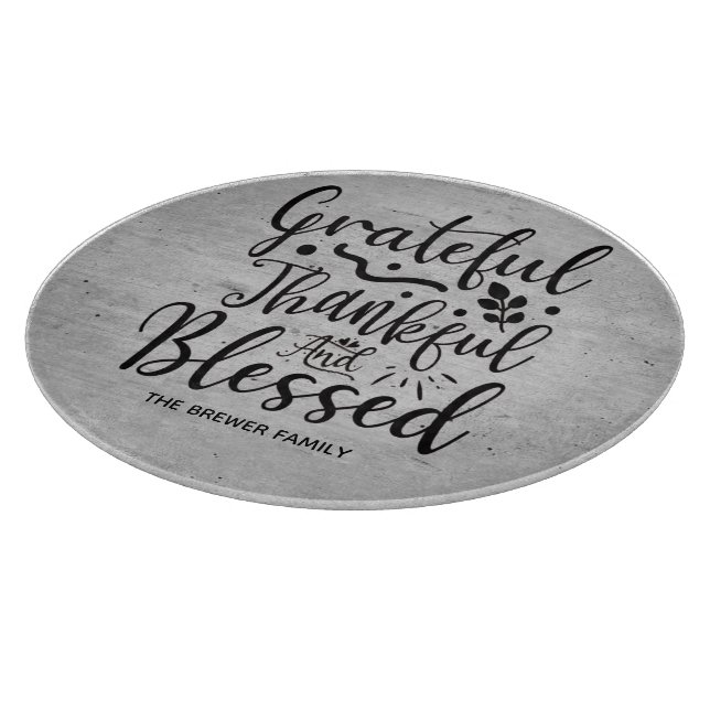 Grateful Thankful Blessed Cutting Board (Corner)