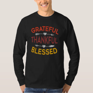 Grateful Thankful Blessed Fall Autumn Happy Thanks T-Shirt