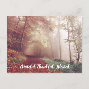 Grateful Thankful Blessed Fall Autumn Nature Trail Postcard