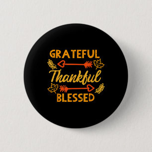 Grateful Thankful Blessed Fall Autumn Thanksgiving 6 Cm Round Badge