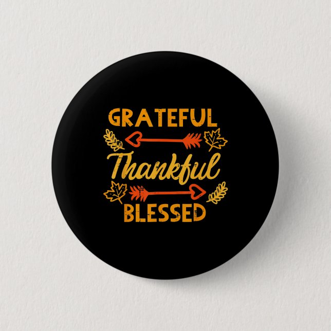 Grateful Thankful Blessed Fall Autumn Thanksgiving 6 Cm Round Badge (Front)