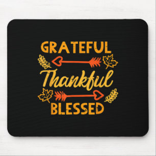 Grateful Thankful Blessed Fall Autumn Thanksgiving Mouse Pad